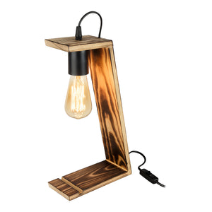 Bordlampe Gillingham E27 massivt træ sort / trælook [lux.pro]