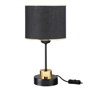 Bordlampe Gravesend E27 metal tekstil sort/messingfarvet [lux.pro].