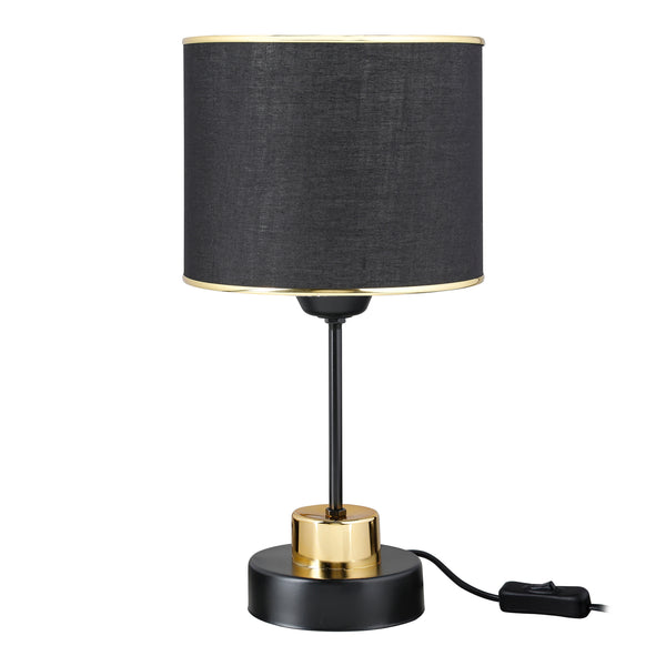 Bordlampe Gravesend E27 metal tekstil sort/messingfarvet [lux.pro].