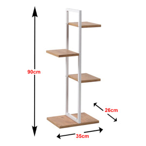 Blaabjerg metal plantehylde 90x35x26cm hvid/valnød look [en.casa].
