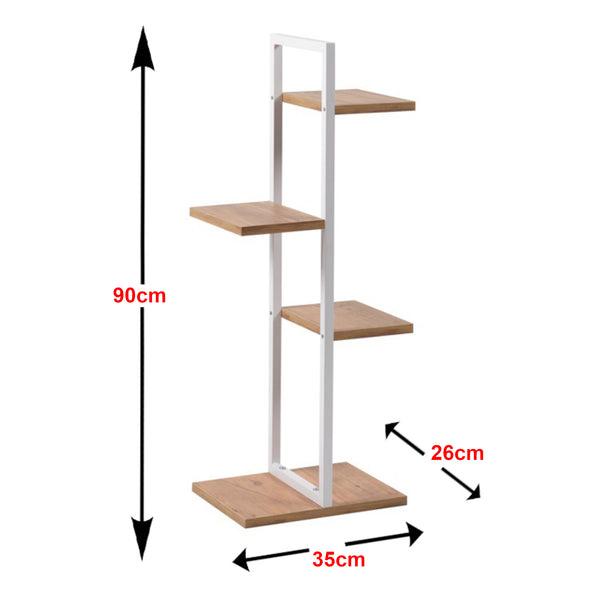 Blaabjerg metal plantehylde 90x35x26cm hvid/valnød look [en.casa].