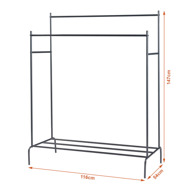 Knagerække Bramming med to knagerækker 147 x 116 x 54 cm sort [en.casa]