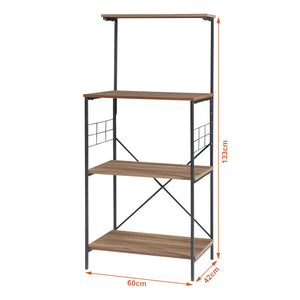 Stående hylde Billund med 4 hylder 133 x 60 x 42 cm sort/valnød-look [en.casa]