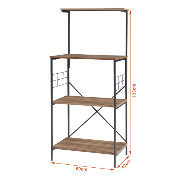 Stående hylde Billund med 4 hylder 133 x 60 x 42 cm sort/valnød-look [en.casa]