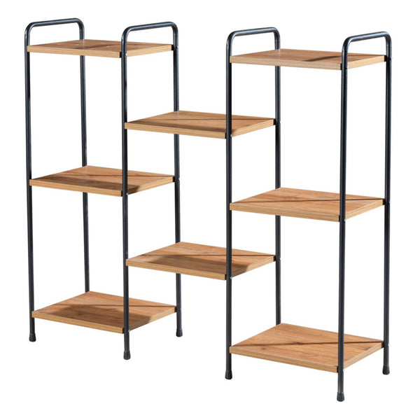 Birkerød stående hylde med 8 hylder 100 x 110 x 30 cm sort/valnød look [en.casa].