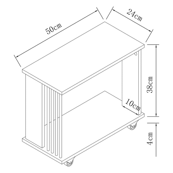 Haarby sidebord med 4 hjul 42x50x24 cm egetræslook [en.casa]