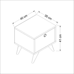Sengeskab Hinnerup med hængslet dør 41x40x35 cm Hvid / egetræslook / sort [en.casa].