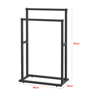 Håndklædestang med 2 stænger 78 x 48 x 24 cm sort [en.casa].