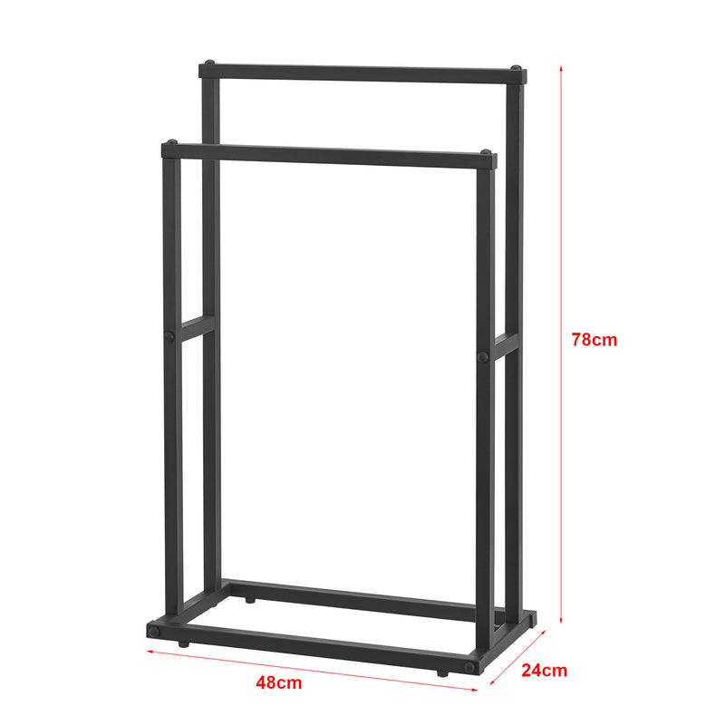 Målskitse Håndklædestang med 2 stænger 78 x 48 x 24 cm sort [en.casa].