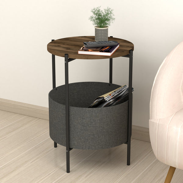 Sidebord Hofors 60x43cm antracit/eg-look, antik [en.casa]