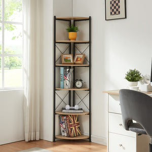 Plantehylde Ulfborg 6 hylder 160x30x30 cm sort/eg-look [en.casa]