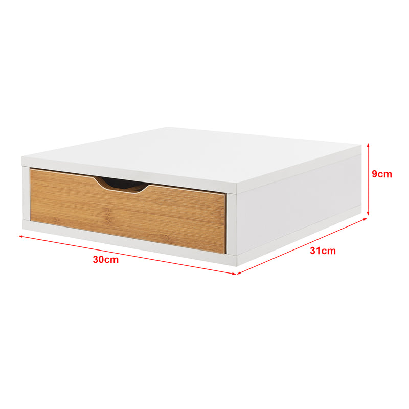 Målskitse Skuffekasse Vieremä 9x30x31cm hvid/bambuslook [en.casa].