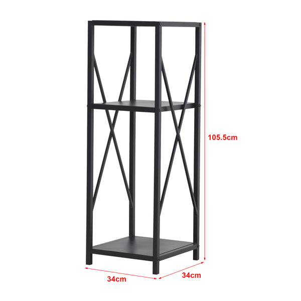 Brændeopbevaring Tinglev Stål 34x34x105,5 cm Sort [en.casa]