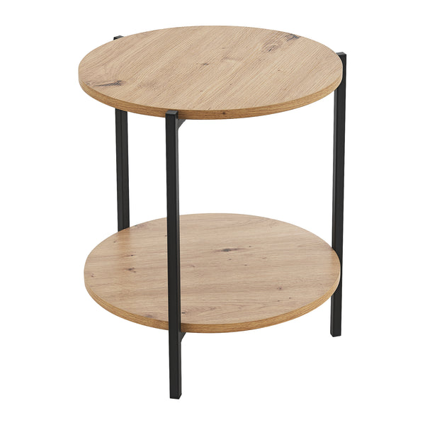 Sidebord Kuopio 50xØ40cm sort/trælook [en.casa].