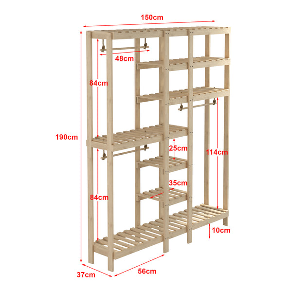 Knagerække Fjaler 190x150x37 cm fyrretræ [en.casa]