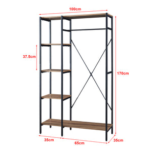 Knagerække Hvidovre 170x100x35 cm sort/træfarver [en.casa].