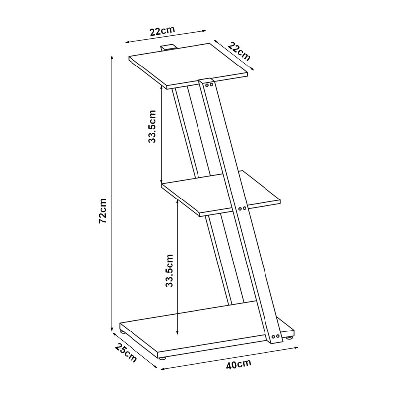 Målskitse Stående hylde Rollag 72x40x25cm metal sort [en.casa].