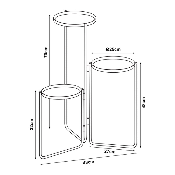 Ostre plantestativ med 3 metalhylder [en.casa].