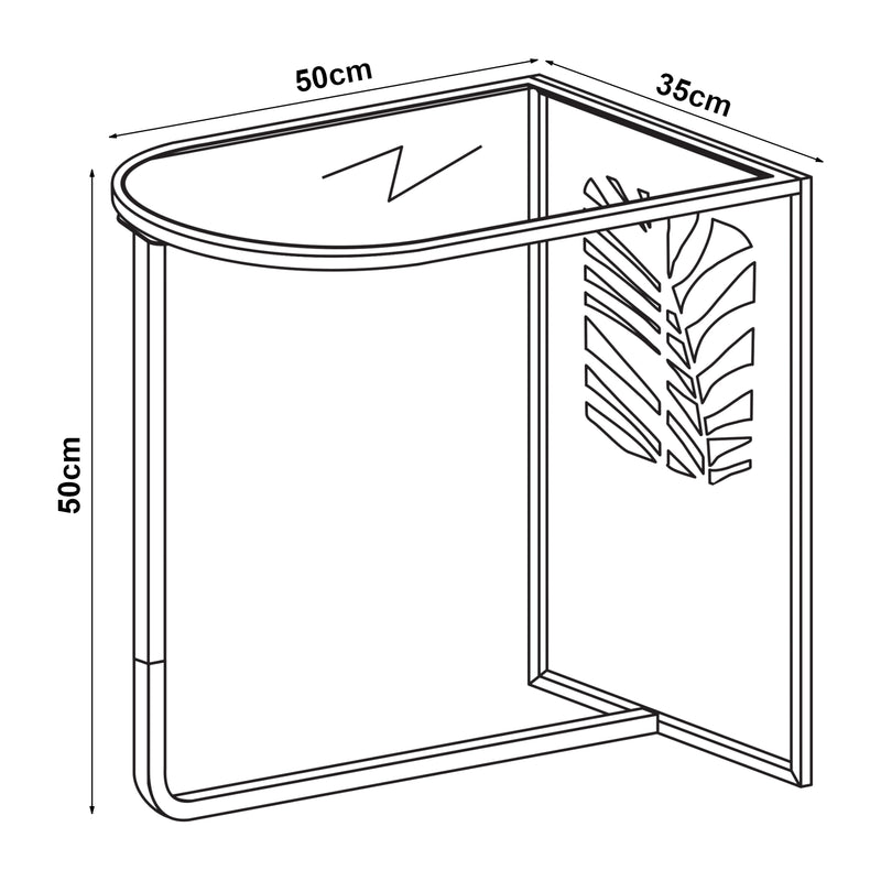 Målskitse Sidebord Ulvik 50x50x35cm lavet af metal og glas sort [en.casa].