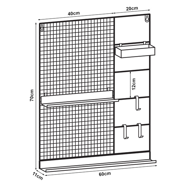 Væggitter Westre 70x60x11cm metal sort [en.casa].