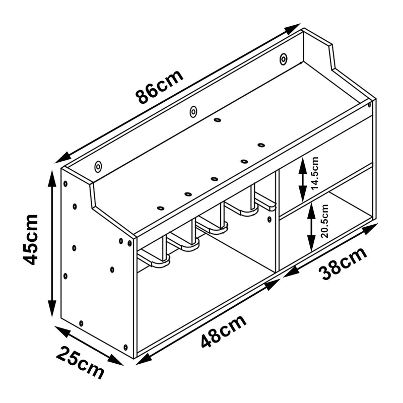 Målskitse Værktøjsholder Gjemnes 86x25x45 cm bambus [en.casa].