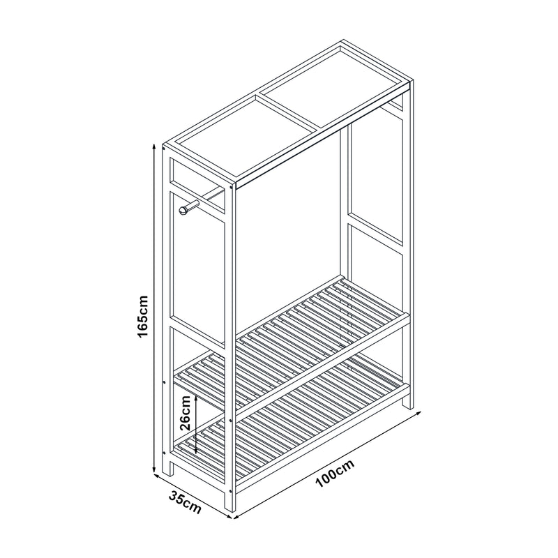 Målskitse Garderobestativ Herøy 165x100x35cm bambus [en.casa].