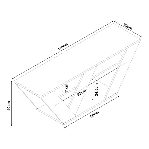 TV-bord Nome 110x30x40cm egetræslook [en.casa].