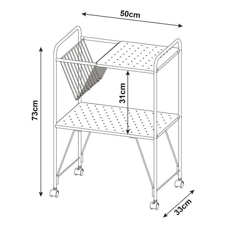 Målskitse Serveringsvogn Austrheim 73x50x33cm sort [en.casa].
