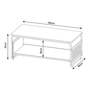 Sofabord Dyrøy 100x50x43cm hvid/eg [en.casa].