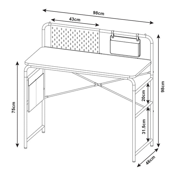 Skrivebord Dyrøy 98x98x46cm hvid/eg [en.casa].