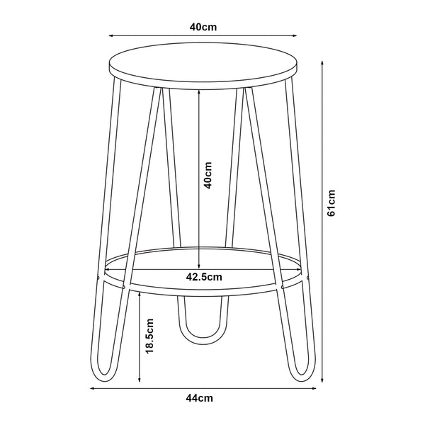 Ylöjärvi sidebord med 2 hylder i sort/eg-look [en.casa].