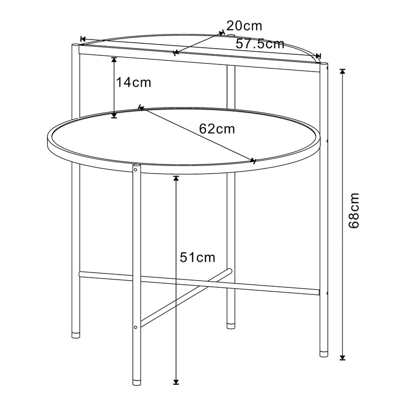 Målskitse Sidebord Fyresdal sort/eg-look [en.casa].
