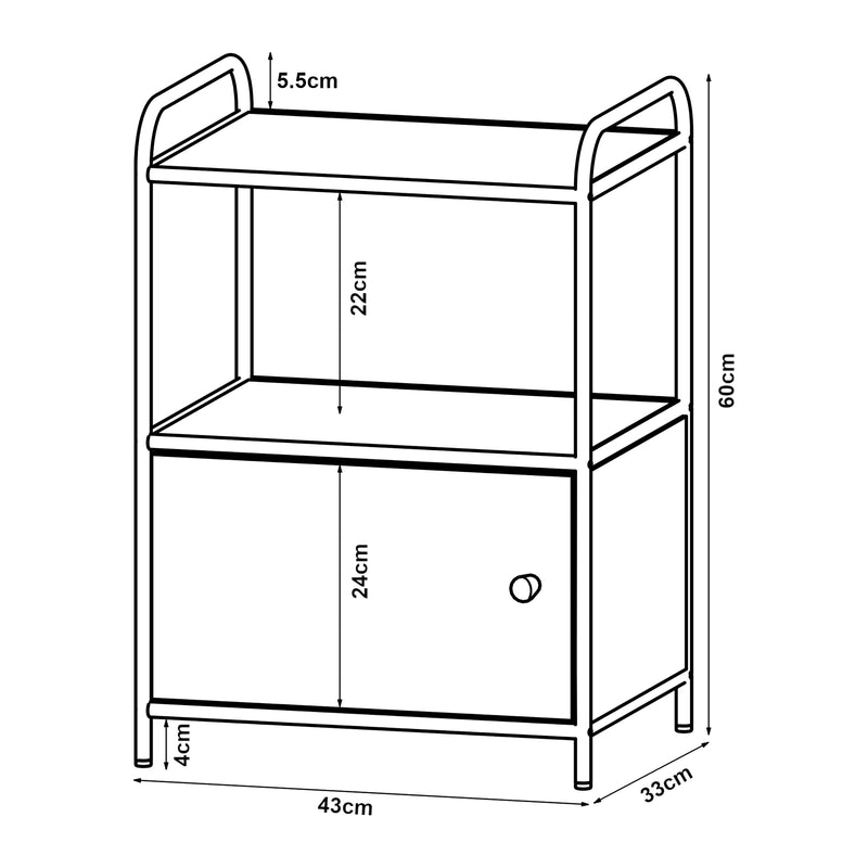 Målskitse Gulen sidebord i sort/eg-look [en.casa].