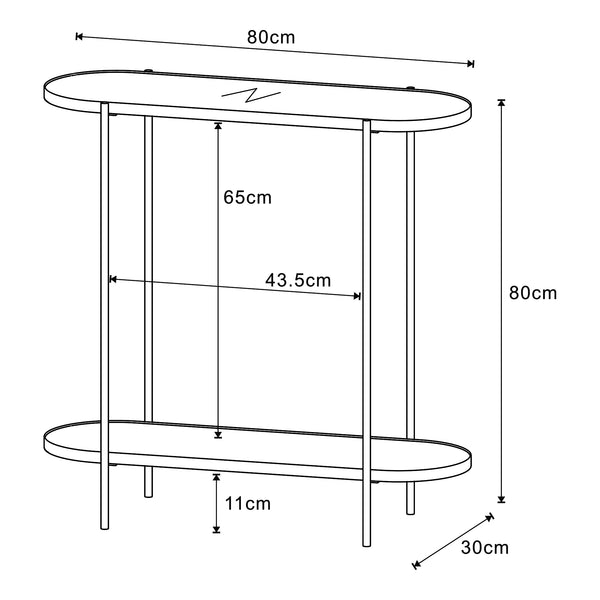 Konsolbord Høyanger 80x80x30cm sort/eg [en.casa].
