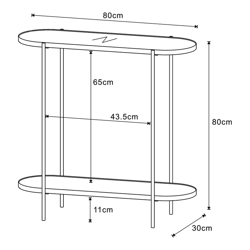 Målskitse Konsolbord Høyanger 80x80x30cm sort/eg [en.casa].