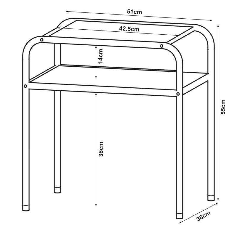 Målskitse Sidebord Krødsherad 55x51x36cm sort/eg [en.casa].