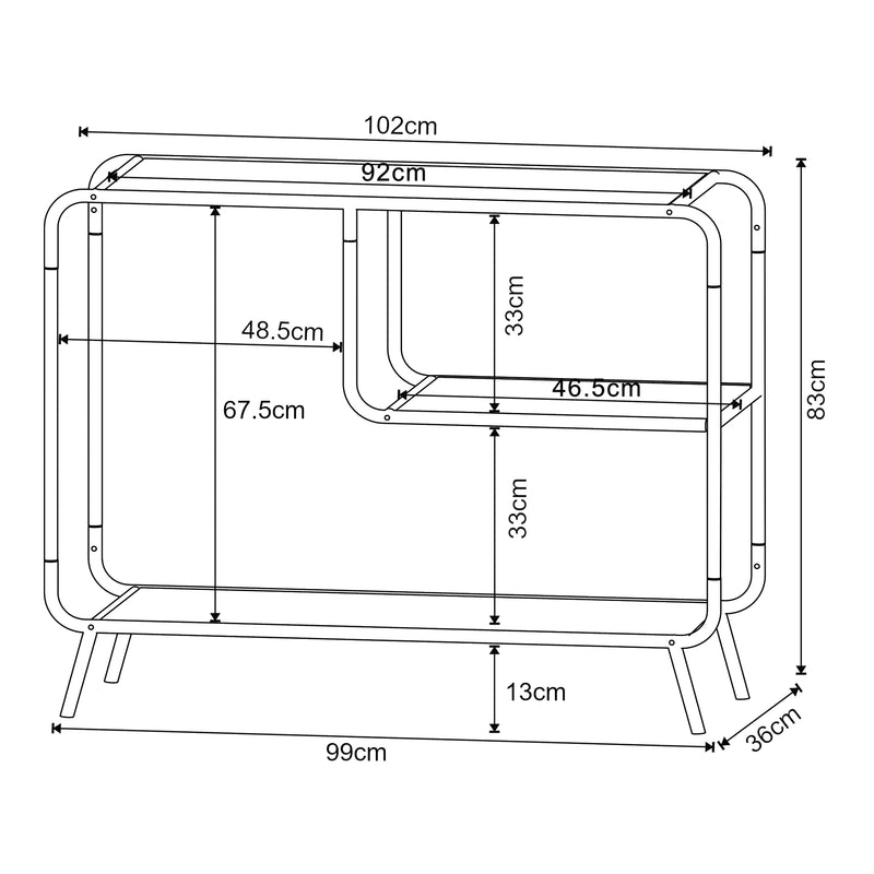 Målskitse Konsolbord Krødsherad 83x102x36cm sort/eg [en.casa].