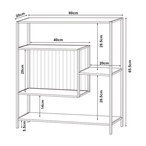 Konsolbord Beesel 65,5x60x20 cm sort [en.casa].