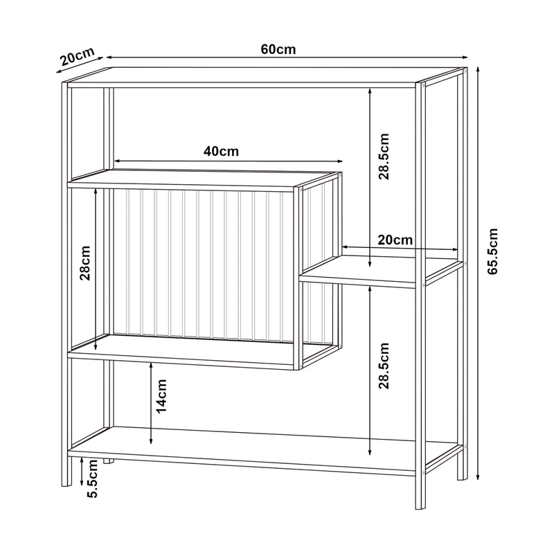 Målskitse Konsolbord Beesel 65,5x60x20 cm sort [en.casa].