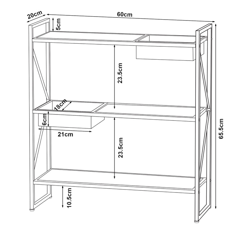 Målskitse Plantehylde Berkelland metal sort [en.casa].