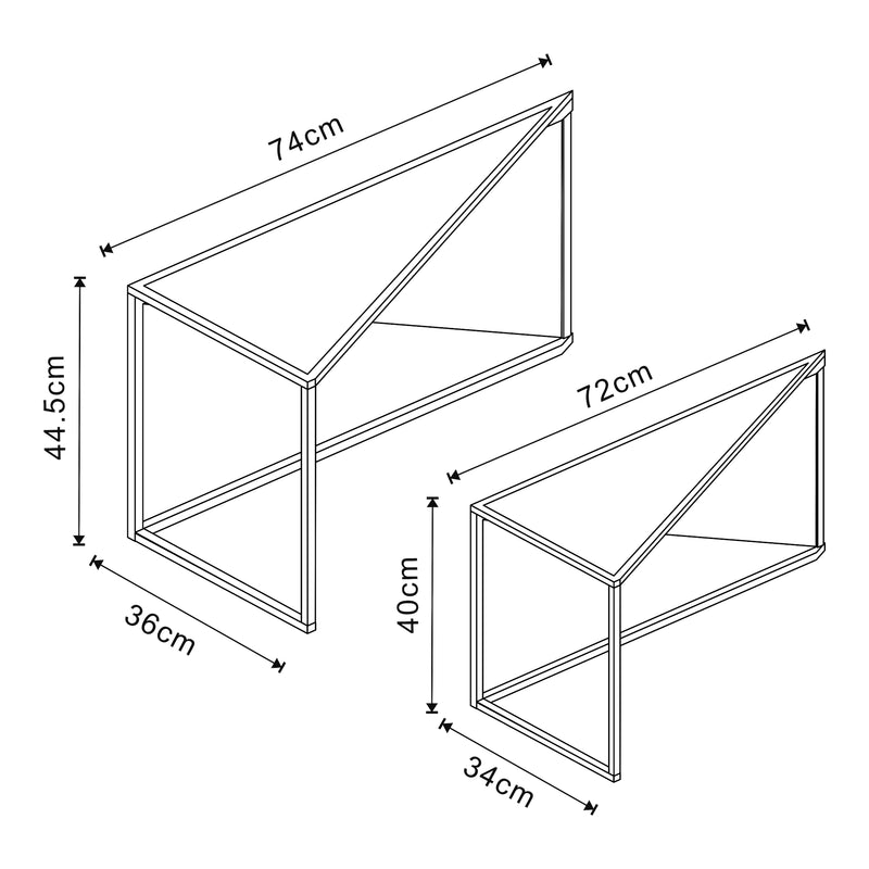 Målskitse Kungsör sofabord sæt af 2 metal sort [en.casa].