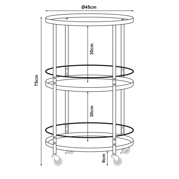 Serveringsvogn Munkedal metal sort [en.casa].
