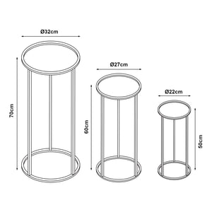 Nesodden plantestativ sæt af 3 metal sort [en.casa].