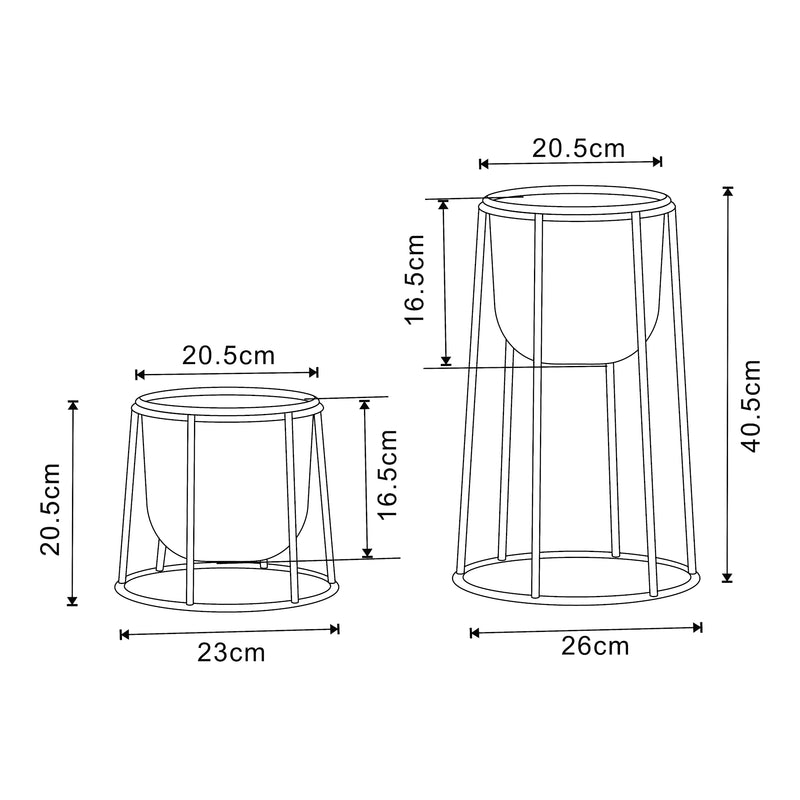 Målskitse Plantestativ Nesseby sæt af 2 metal sort [en.casa].