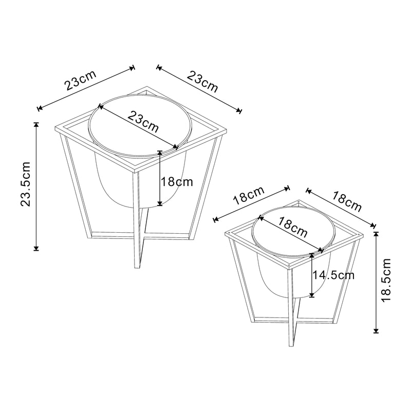Målskitse Plantestativ Nordmaling sæt med 2 metal sort [en.casa].