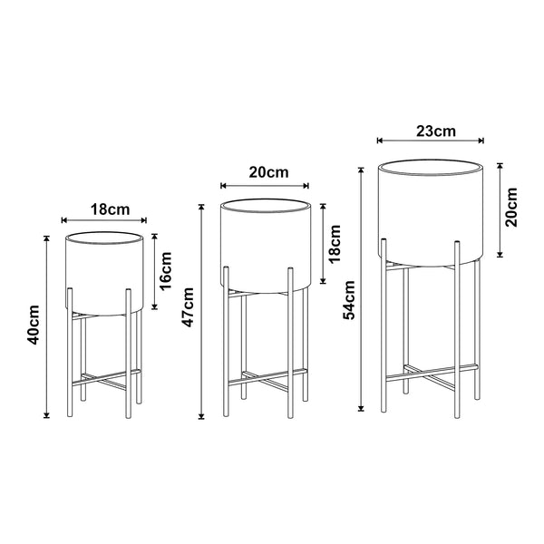 Plantestativ Orsa sæt med 3 metal sort [en.casa].
