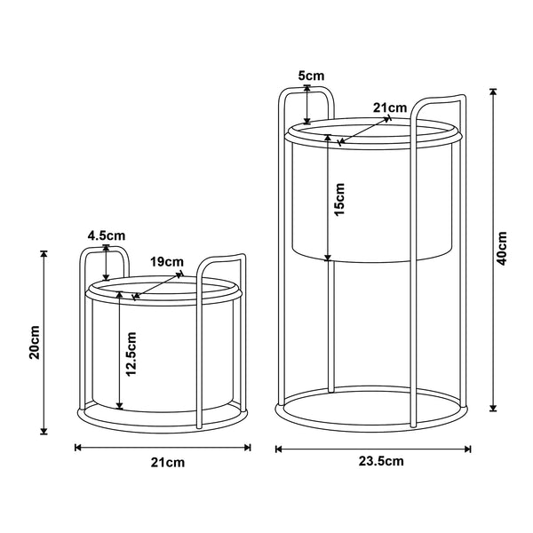 Plantestativ Osen sæt med 2 metal sort [en.casa].