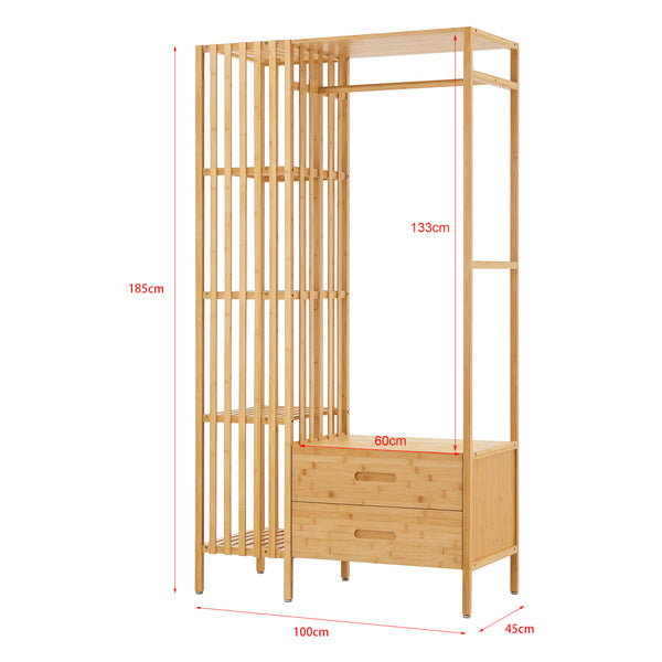 Garderobestativ Varanger 185x100x45 cm Bambus [en.casa]