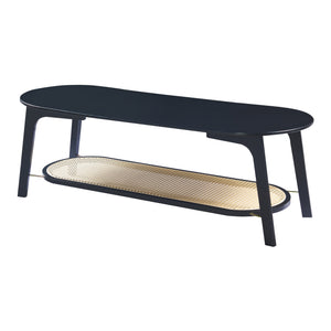Sofabord Taivalkoski 120x43x40 cm Sort/Rattanlook [en.casa]
