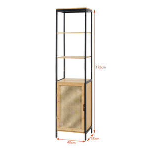 Højt skab Tervola 172x40x35cm Bambus Sort [en.casa]